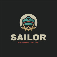 Vector Logo Illustration Sailor Mascot Cartoon Style