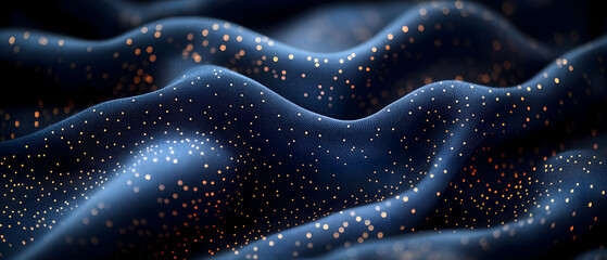 Obraz premium Close-up of luxurious dark fabric with shimmering particles, creating a dreamy and elegant texture.