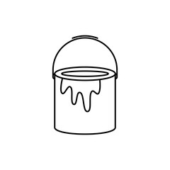 Outline Icon of a spilled paint can, Painting Tools