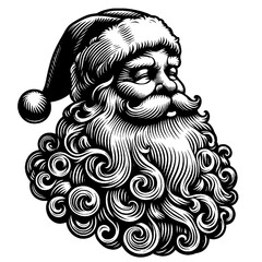 Cute Hand drawn Santa Claus portrait, vector sketch isolated on white background, SVG vector	