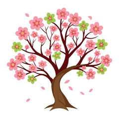 blooming tree on white background