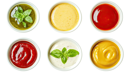Dipping Sauces in Bowls on a Clear Background Generative AI