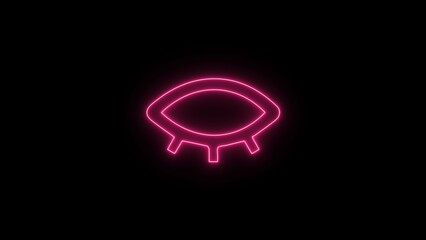 : Neon glowing view eye icon black background. See and use symbol Show password. Eye password hidden view private vector icon. Hidden eye password look web icon design.