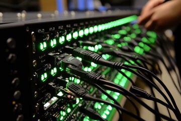 Server Setup in a Tech Room with Cool Lighting