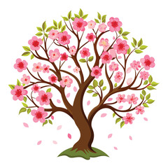 Obraz premium blooming tree on white background