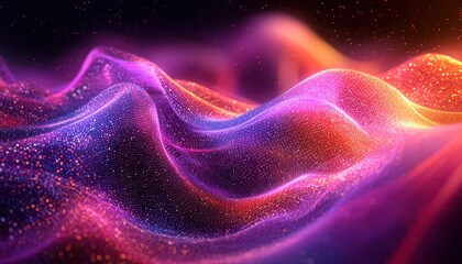 Abstract Wavy Pattern with Glowing Particles and Blurred Lights