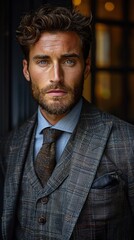 Fototapeta premium Handsome Man in a Tailored Suit - Portrait of a Stylish Gentleman