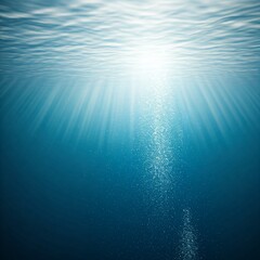 Fototapeta premium underwater sunlight and air bubbles in blue ocean water