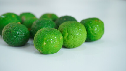 Citrus hystrix on white background. Beneficial for maintaining the body's immunity and reducing inflammation. 