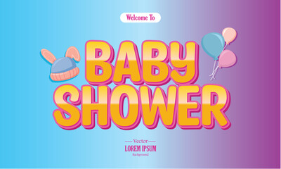 baby shower 3d text effect design with colorfull background