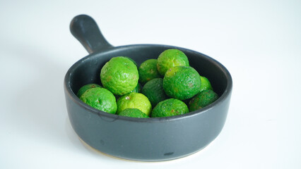 Citrus hystrix on white background. Beneficial for maintaining the body's immunity and reducing inflammation. 