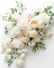 Delicate Watercolor Roses and Peonies Bouquet