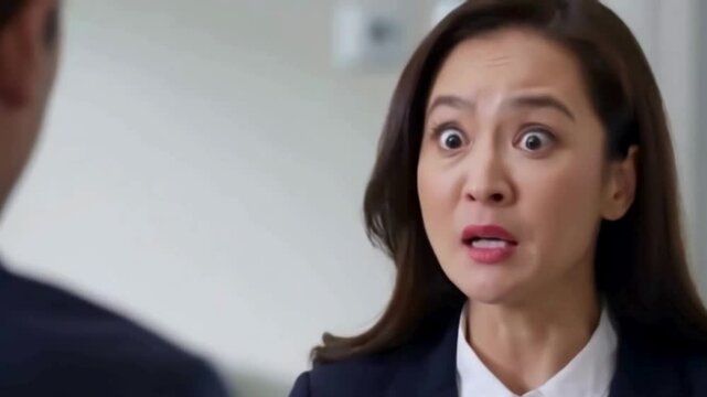An  astonished Asian woman reacting to an unbelievable surprise. Generative AI