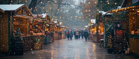 Fototapeta premium Festive Winter Autumn Market Celebrating Christmas and Thanksgiving