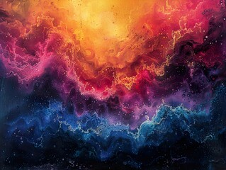 Fototapeta premium Abstract Fluid Art Painting: Swirling Colors and Cosmic Textures