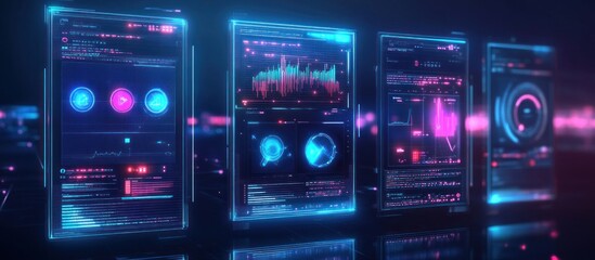 Fototapeta premium Futuristic Interface with Glowing Data