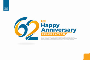 Number 62 logo icon design, 62nd birthday logo number, anniversary 62