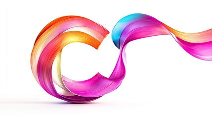 The letter "C" formed with smooth, colorful ribbons twisting against a clean white backdrop, abstract and dynamic