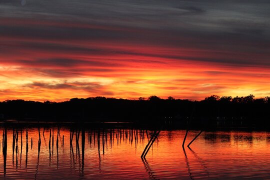 sunset over the lake