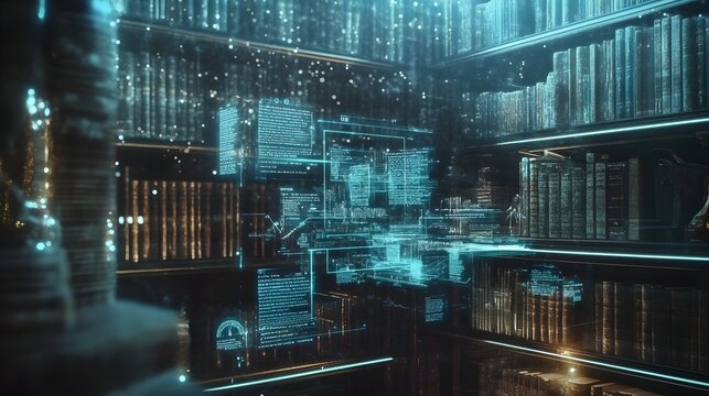 Futuristic Quantum Archaeology Lab Reconstructing Ancient Lost Texts with Advanced Digital Visualization