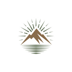 Mountain hill sea wave sun outdoor traveling logo design