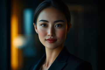 Obraz premium Confident Young Professional Woman in Elegant Corporate Setting