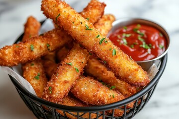Crispy Zucchini Sticks in Air Fryer Basket