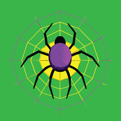 Fototapeta premium vector cyber spider on digital glowing web background