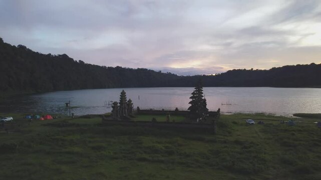 Tamblingan lake drone stock video