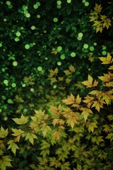 Fototapeta premium Image Abstract leaf shapes with a digital glitch effect.