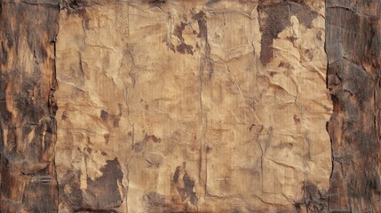 Vintage Distressed Cardboard Sheet with Rustic Aged Texture, Creases, and Rips