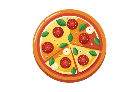 pizza with tomato, basil, and onion clip art preview