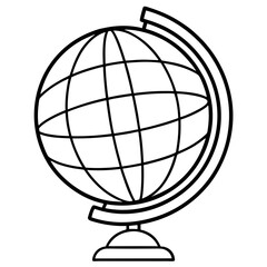 Line art of a globe on a stand. vector illustration 
