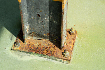 Steel structural columns covered in rust