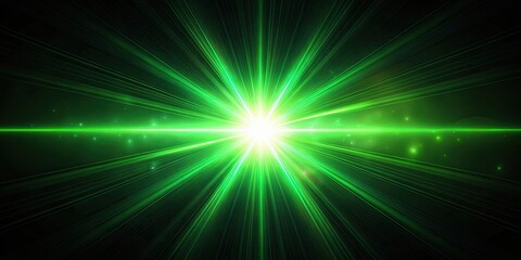 Bright green light beam creating lens flare effects in a dark setting, green, light, beam, lens flare, effects, dark