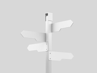 Realistic White Sign Direction Mockup 3d Render