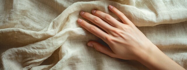 Hand Tracing Texture of Linen Cloth
