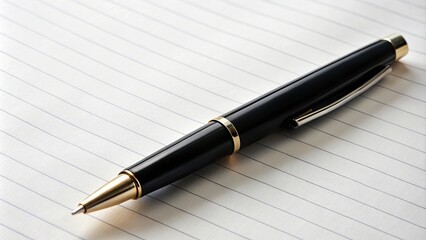 Black pen ready to write on a blank page , creativity, inspiration, blank, paper, document, writing, tool