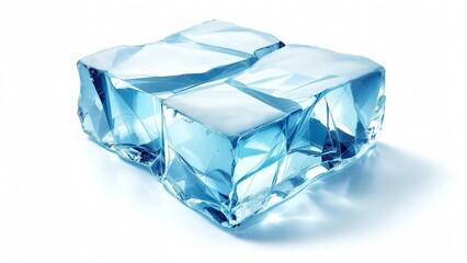 Square ice block with a frosted textured surface