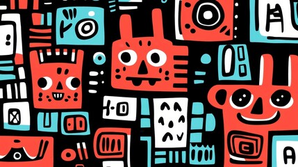 Fototapeta premium Abstract seamless pattern, a captivating design of diverse shapes and sizes for modern backgrounds creative projects