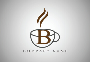 Alphabet B Coffee cup, Coffee badge, Coffee cup logo design. © MdShahin
