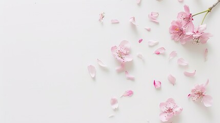Pink Peach Blossoms on a White Background - a vibrant and refreshing visual. The blossoms create a cheerful and delicate atmosphere.
