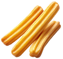 Three golden brown churros, a popular dessert.