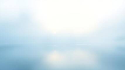 Fototapeta premium Softly glowing mist rises from a serene lake on an abstract pastel blue and white background, serenity, pastel blue