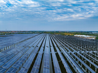Aerial photography of solar photovoltaic array