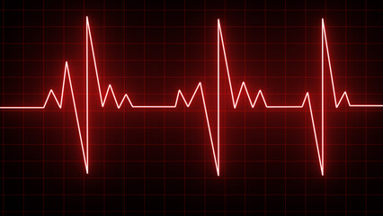 Glowing neon heartbeat pulse rate line. Health and Medical concept. EKG Pulse Wave, cardiogram and rhythm