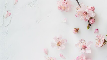 Pink Peach Blossoms on a White Background - a vibrant and refreshing visual. The blossoms create a cheerful and delicate atmosphere.
