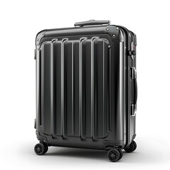 Fototapeta premium Black traveling luggage isolated on white background