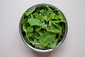Close-up of spinach in a bowl.