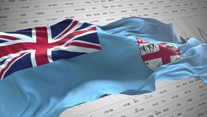 Fiji flag - Waving flag on report analytics data statement
